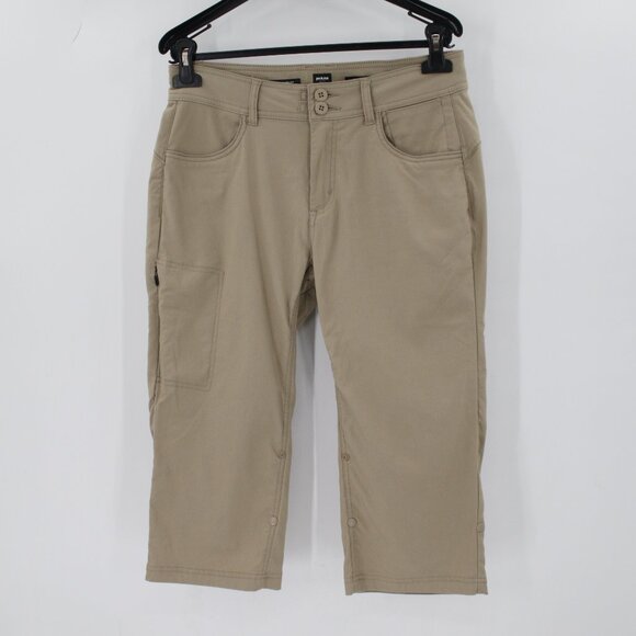 prAna Halle Capri Plus II Pants Womens 8 L19 beige Standard Fit roll up hiking - Picture 1 of 12